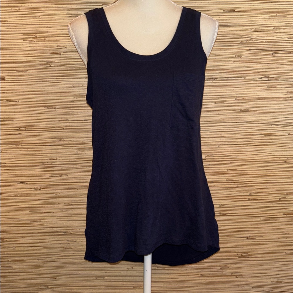 GAP Deep Blue Knit tank Top high low back seam deep round neck medium nwt!